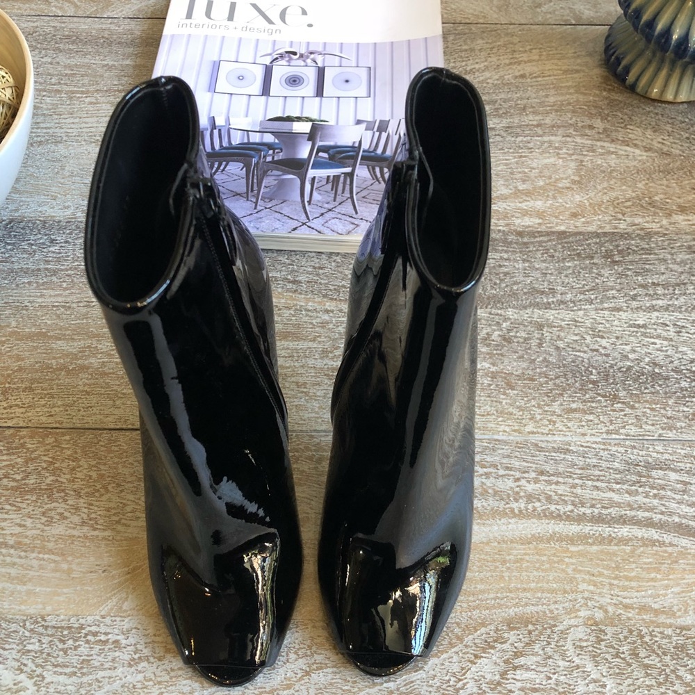 Balenciaga Black Patent Leather Peep Toe Bootie - Picture 4 of 8